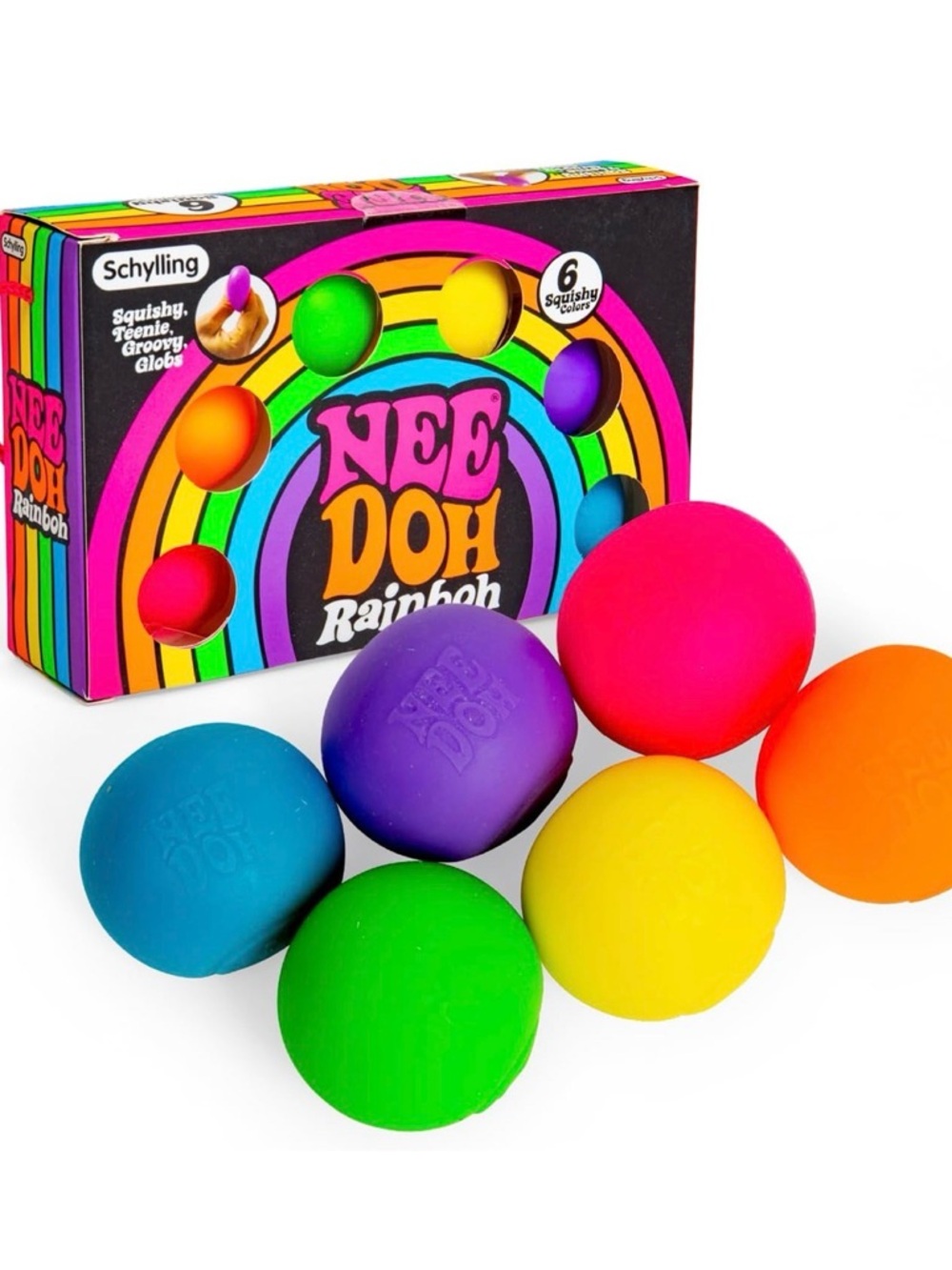 Nee Doh Rainbow Squishy Balls Set - Multicolor Sensory Toy